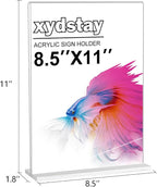 xydstay 6pack Acrylic Sign Holder 8.5 X 11, Vertical T Shape Clear Plastic Menu - Image 2