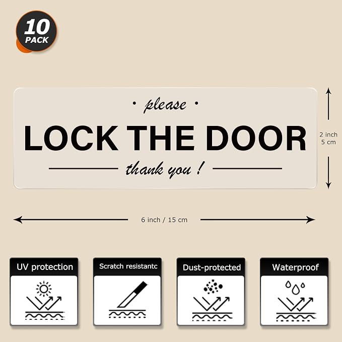 YIKIADA Please Lock The Door Sticker 6 × 2 Inches Vinyl Self-Adhesive Decals - Image 2