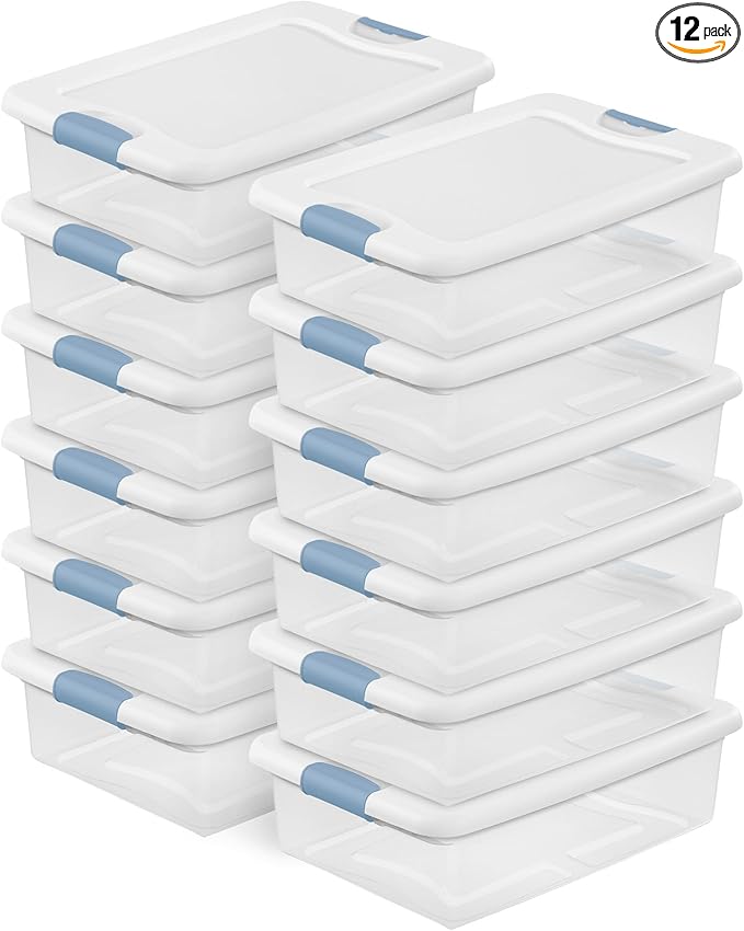Sterilite 12-Pack Latching Box, Under Bed Storage Bins by Sterilite