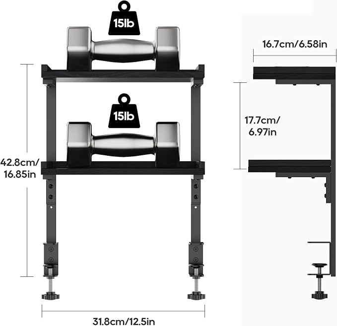 ART-GIFTREE Clamp On Desk Shelf 2-Tier, 12.5 inche Wood Shelving Unit - Image 3