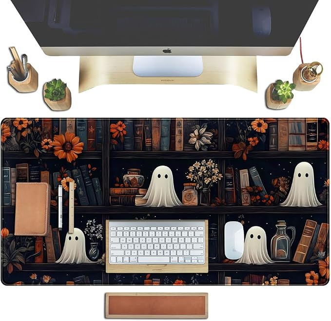 Cute Ghost Desk Mat Dark Vintage Large Mouse Pad Gaming Black Mouse Pad XXL - Image 5