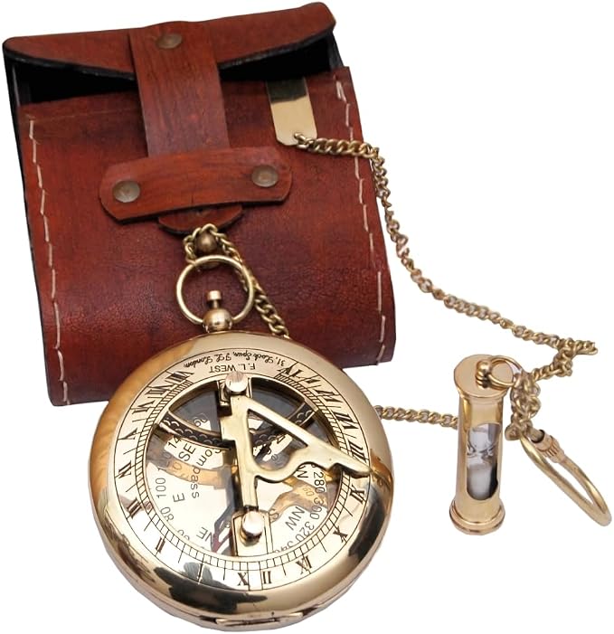 Handcrafted Vintage Brass Sundial Compass – Antique Nautical Sun Clock by BAZROSSUniqueCompass