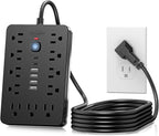 JouleLoom 10 FT Flat Plug Surge Protector Power Strip, 11 Multiple AC Outlets by JouleLoom