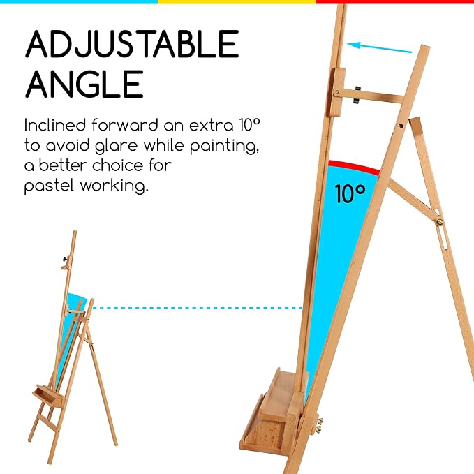 MEEDEN Large Painters Easel Adjustable Solid Beech Wood Artist Easel, Studio - Image 3