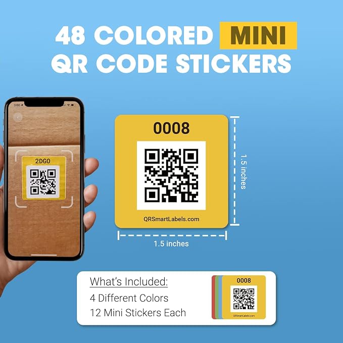 SmartLabels | Small QR Code Stickers | Mini 1.5 x 1.5 inch QR Code Labels | - Image 2