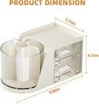 Marbrasse Desk Organizer with 2 Drawer, 360°Rotating Pen Holder, Desk - Image 3
