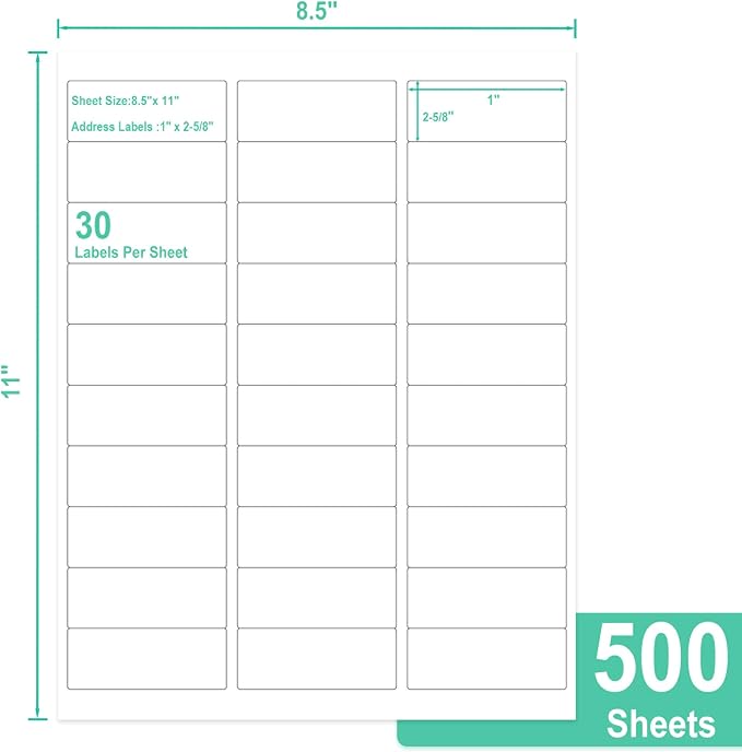 L LIKED Printable Address Labels, 15000 Labels, 30 per Sheet, Blank Mailing - Image 2