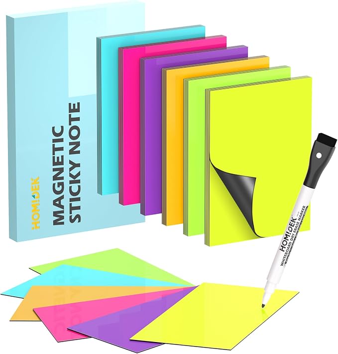 HOMiDEK Reusable Magnetic Sticky Notes, Dry Erase Magnets Magnetic Labels by HOMiDEK