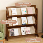 3-Tier Magazine Rack, Floor-Standing Magazine Holder, Bamboo Newspaper Stand - Image 3