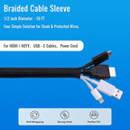 Flauzmann 1/2" Braided Cable Sleeve - 10Ft Cat Cord Protector Split Wire Loom - Image 4
