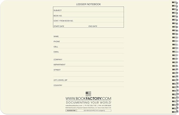 BookFactory Accounting Ledger Notebook/Large 5 Column Accounting Ledger - Image 2