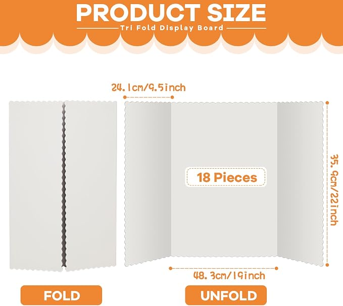 Ctosree 18 Pcs 22 * 38 Inch Tri Fold Poster Board Bulk, Science Fair Project - Image 2