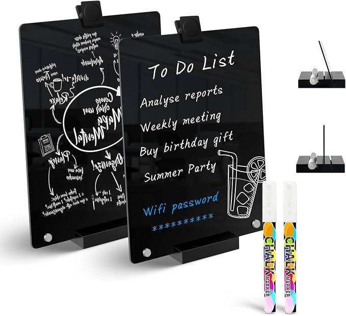 Kivsty 2 PCS Desktop Black Dry Erase Board by Kivsty