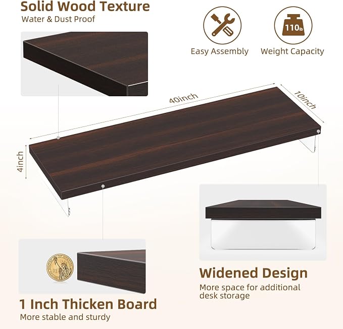Dual Monitor Stand Riser, Wooden Desktop Organizer Shelf - Image 3