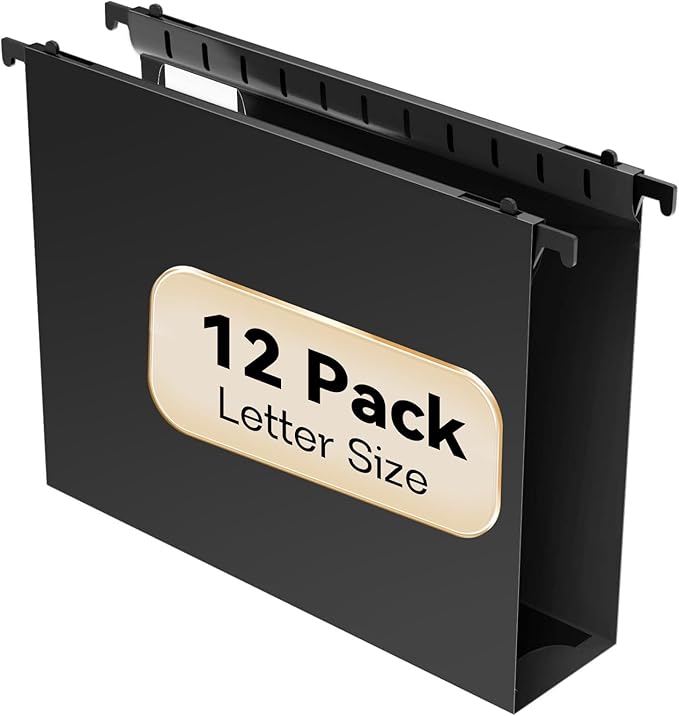 Nordun Extra Capacity Plastic Hanging File Folder Letter Size, 12 Pack by NORDUN