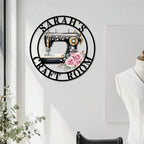 Custom Sewing Machine Metal Sign, Personalized Name Flowers Sewing Sign - Image 2