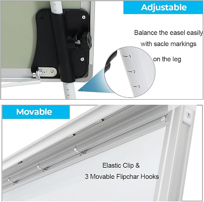DexBoard 2-Pack 36 x 24 Inch Magnetic Dry Erase Easel Tripod Stand, Height - Image 4