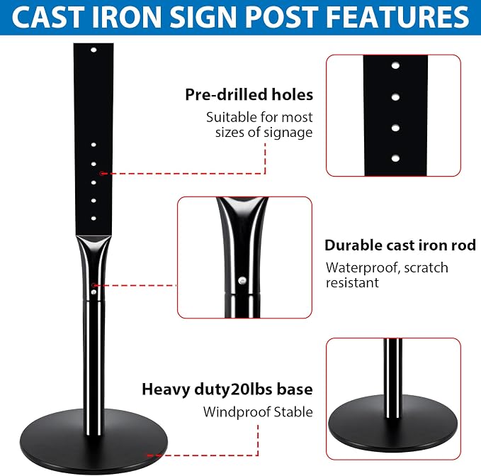 VAIIGO 2Pack Heavy Duty Parking Sign Post - Image 5