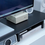 ROCDEER Bamboo Dual Monitor Stand Riser Black, 2-Tier Desk Monitor Riser - Image 3