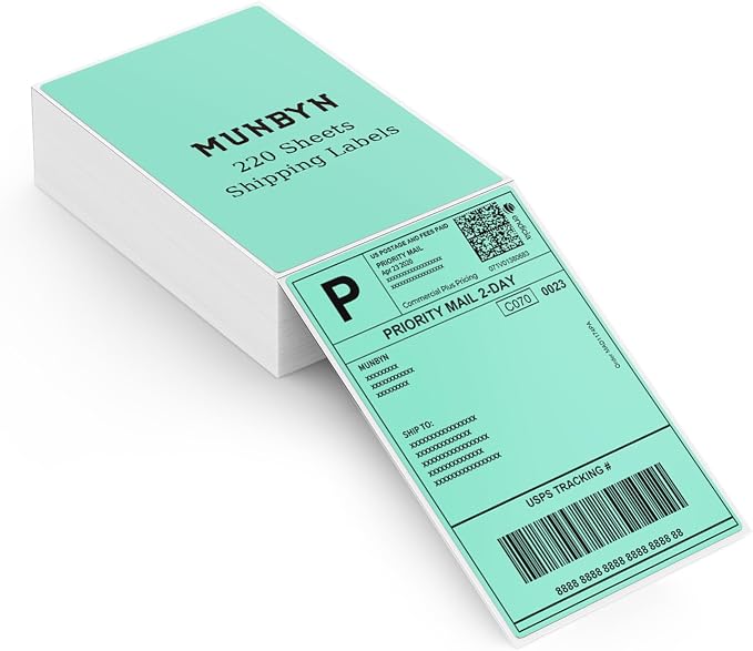 MUNBYN Green 4"x6" Direct Thermal Shipping Labels, Commercial Grade Permanent by MUNBYN