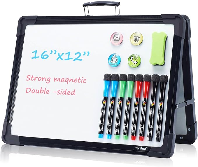 Small Dry Erase White Board – TANKEE Magnetic Desktop Foldable Whiteboard by Tankee