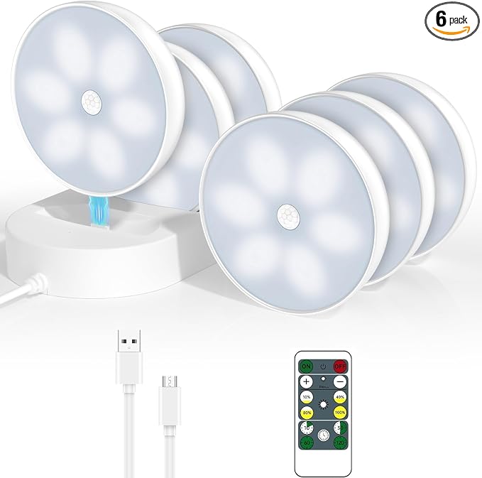 LED Closet Lights Motion Sensor Puck Light by BringYouWarmLightingCare