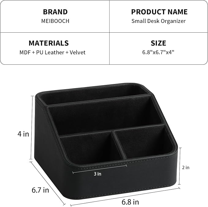 MEIBOOCH Remote Control Holder, PU Leather Small Desk Organizer - Image 5