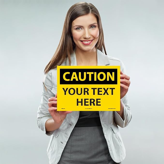 Custom OSHA Style Caution Sign 10" x 14" Adhesive Vinyl Sign, Customizable - Image 2