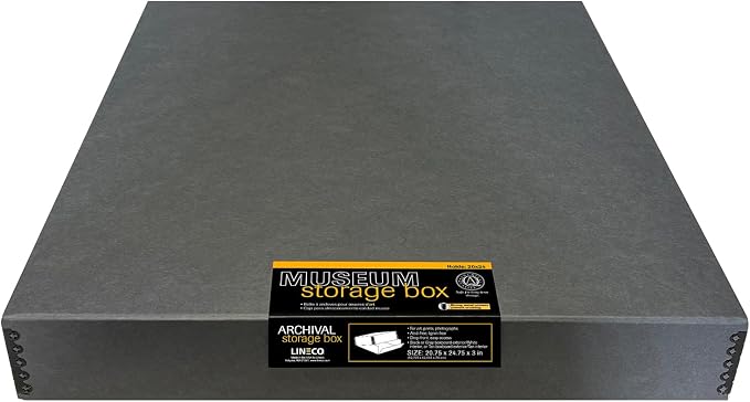 Lineco Museum Archival Storage Box, 20.75x24.75x3 in. Drop Front Design. by Lineco
