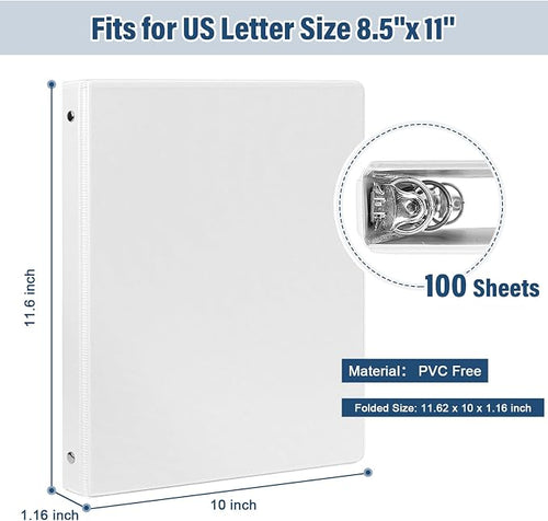 0.5-Inch 3-Ring-Binder with Pockets, 1/2'' Basic Binders 1-inch View Round - Image 2