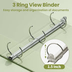SUNEE 3 Ring Binder 1.5 Inch 1 Pack, Sage Green - Image 3