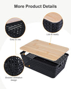 Anywish Storage Bins with Lids 10 Packs, Plastic Storage Bins with Bamboo Lids - Image 2