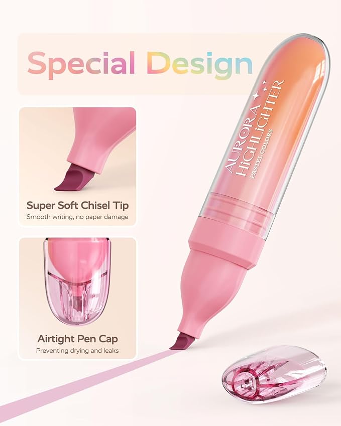 Four Candies 8 Pcs Highlighters Assorted Colors, Cute Pastel Highlighter Set - Image 3