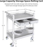Medical Mobile Trolley Cart 2-Shelf 220 LBS Max Load Rolling Utility Cart Heavy - Image 2