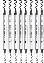 TRANSON 8 Pack Black Bold and Fine Dual-tip Acrylic Paint Marker - Image 6