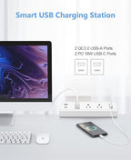 Desk Clamp Power Strip, 40W Fast Charging Station, Desktop Mount Surge Protector - Image 3