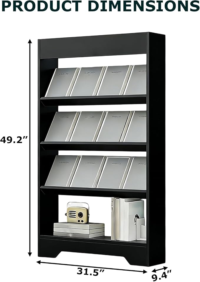 LHIUGE 4-Layer Brochure Display Rack, Freestanding Wooden Magazine Rack - Image 2