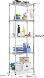 Himimi 5-Tier Storage Shelf Wire Shelving Unit on Wheels Heavy Duty Metal - Image 3