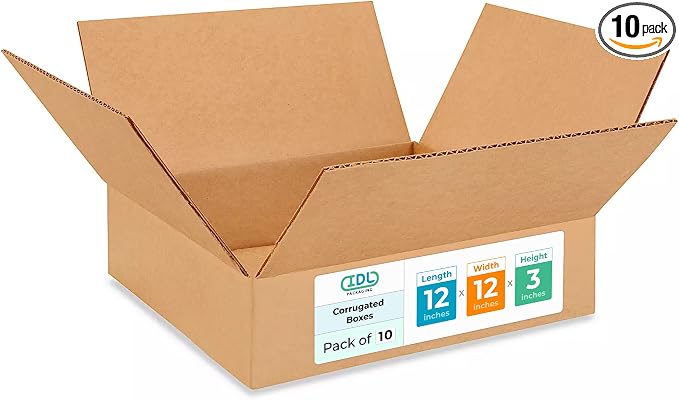 IDL Packaging - B-12123-10 12"L x 12"W x 3"H Medium Cardboard Box by IDLPackaging