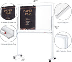 Mobile Clear Glass Whiteboard, 48 x 32 Inches Standing White Board on Wheels - Image 6