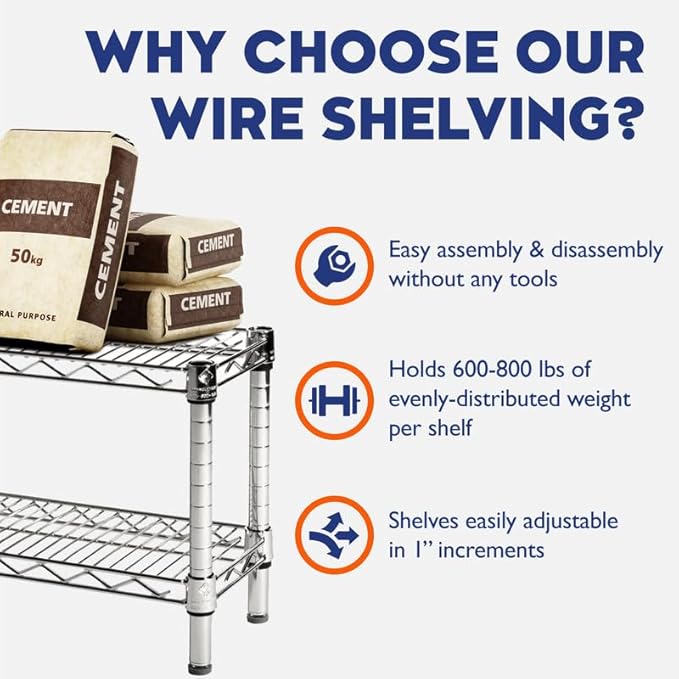 Shelving Inc. 8" d x 24" w Chrome Wire Shelving - Image 7