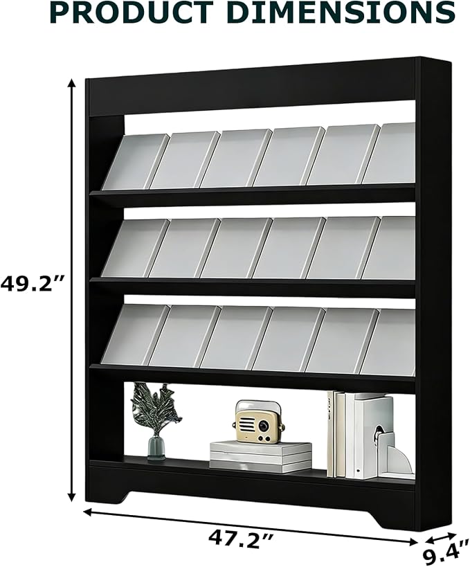 LHIUGE 4-Layer Brochure Display Rack, Freestanding Wooden Magazine Rack - Image 2