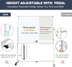 White Board on Wheels, 48 x 32 Inches Height-Adjustable Large Rolling Whiteboard - Image 2
