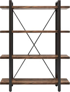 4 Tier Bookshelf Solid Wood Bookcase and Book Shelves Wood and Metal Shelving - Image 6