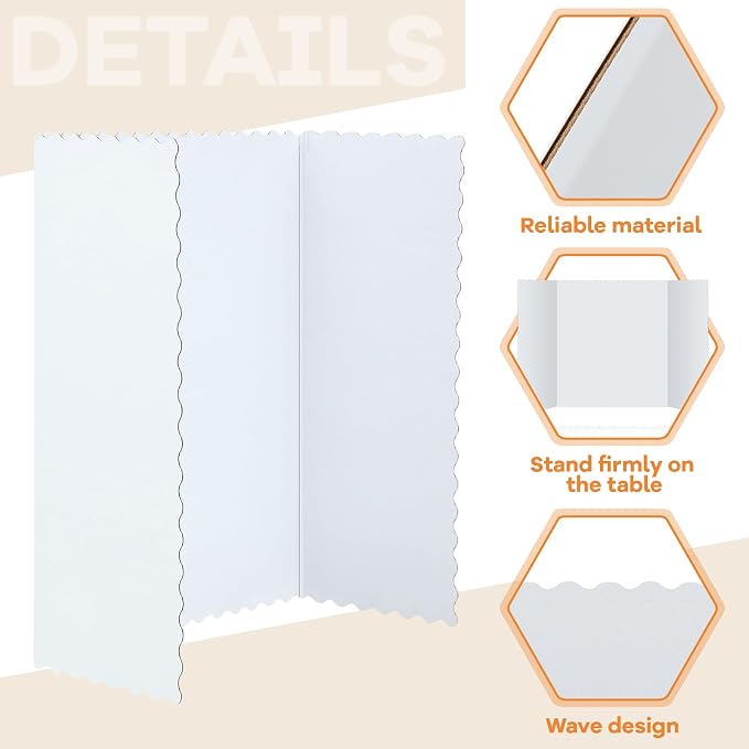 Henoyso 8 Pcs 22 x 38 Inch White Trifold Poster Board Large Tri Fold - Image 4