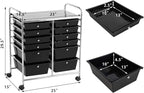 LDAILY 12 Drawer Rolling Storage Cart, Craft Cart Organizer on Wheels w/Metal - Image 3