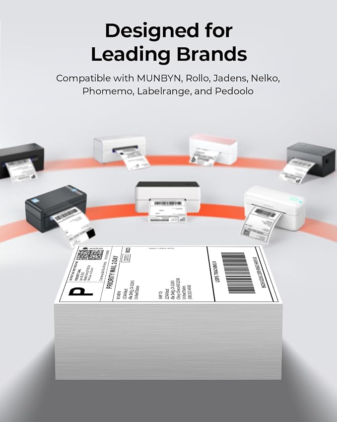 MUNBYN 4x6 Inch Direct Thermal Labels, 6000 Labels/12 Stacks, Fanfold Shipping - Image 2