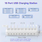 285W Charging Station for Multiple Devices, 10 Ports Fast Multi-Device Charger - Image 2