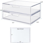 STORi STAX Plastic Stackable Organizer Drawers Clear | 12.5" Wide | Set - Image 3