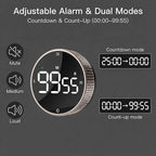 Rechargeable Magnetic Kitchen Timer, LED Countdown/Up Timer, Supports USB-C - Image 6